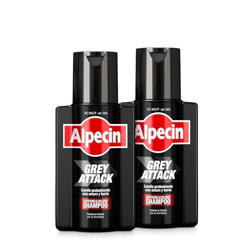 Alpecin Grey Attack Caffeine & Colour Shampoo for Men 2x 200ml | Cabello...