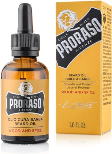 Proraso Aceite barba, Wood & Spice, 30 ml, aceite suavizante y nutritivo para el...