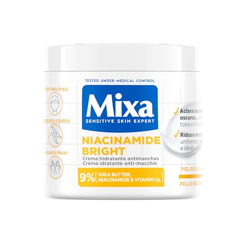 MIXA Crema Hidratante Antimanchas Niacidamide Bright con 9%[Manteca de karité +...