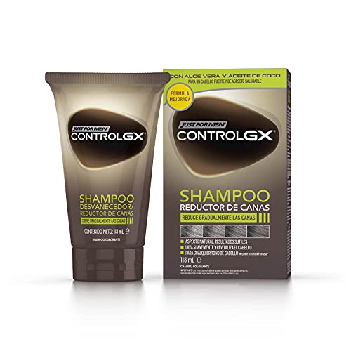 Just For Men Control GX Champú Y Tinte de Pelo para Hombre, Reduce El Cabello...