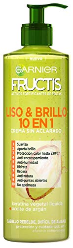 Fructis Liso y Brillo 10 en 1 Crema Sin Aclarado para Pelo Liso, Rebelde,...