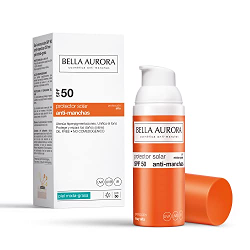 Bella Aurora Protector Solar SPF 50+ Facial Anti-Manchas Piel Mixta Grasa, 50 ml...