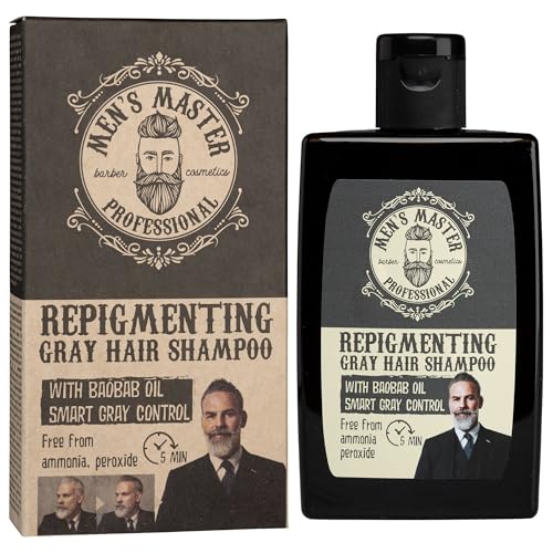 Men's Master Champú Repigmentante para Hombres con Cabello Canoso | Aceite de...