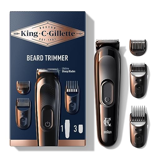 King C. Gillette Kit De Recortadora De Barba Inalámbrica Para Hombre Con Hojas...