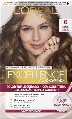 L'Oreal Paris Coloración, 6 Rubio Oscuro, 1 Unidad (Paquete de 1)